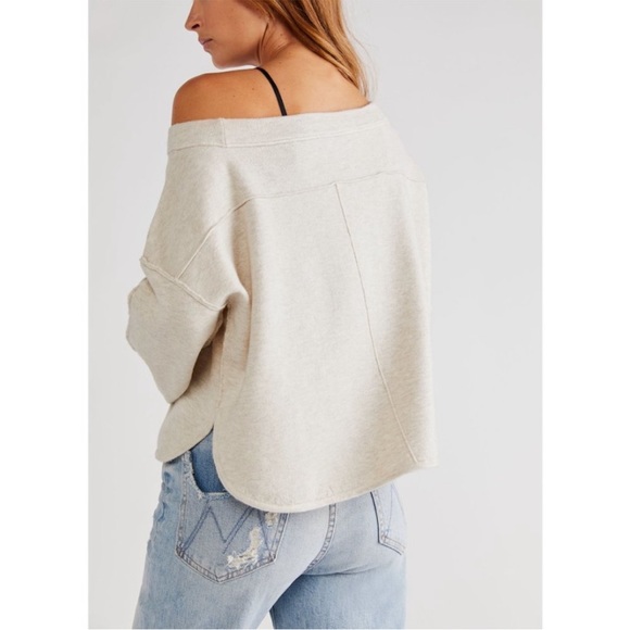 Free People Sweaters - $148 NWT Free People Jamie Sweater Off Shoulder Oversized Oatmeal Heather